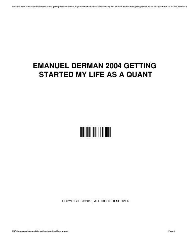 Derman my life as a quant pdf free